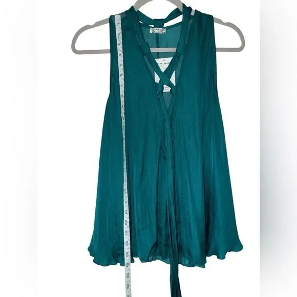 Free People Here With Me Forest Green Lace-Up Top Size Small NWT - Picture 6 of 10